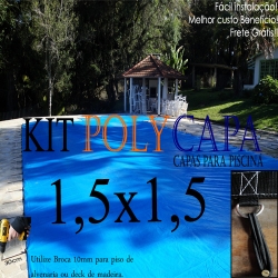 Super Capa para Piscina 1,5x1,5 + 8 LonaFlex 20cm + 8 LonaFix 