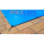 Capa para Piscina PolyCapa DuasCores Az/Br  8x6 + 32el 20cm +32fix