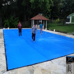 Capa para Piscina Super 7,5 x 3,0m PP/PE Cor Azul / Preto 54 molas 54 lonafix 3b